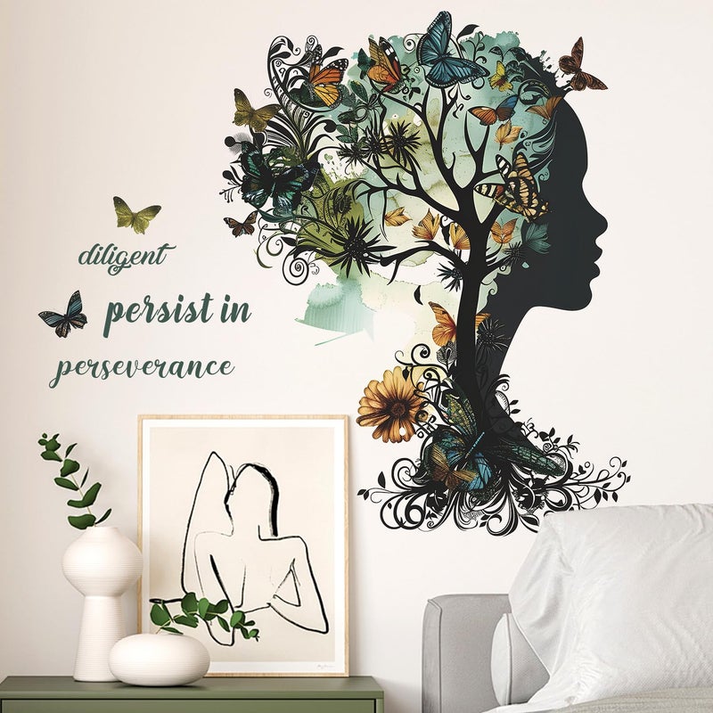 Buiory Removable Inspirational Wall Decals Peel and Stick Wall Stickers Art Positive Sayings Sticker DIY Giant Tree Butterfly Wall Decor for Women Girls Bedroom Living Room Sofa Background Decoration - Image 5