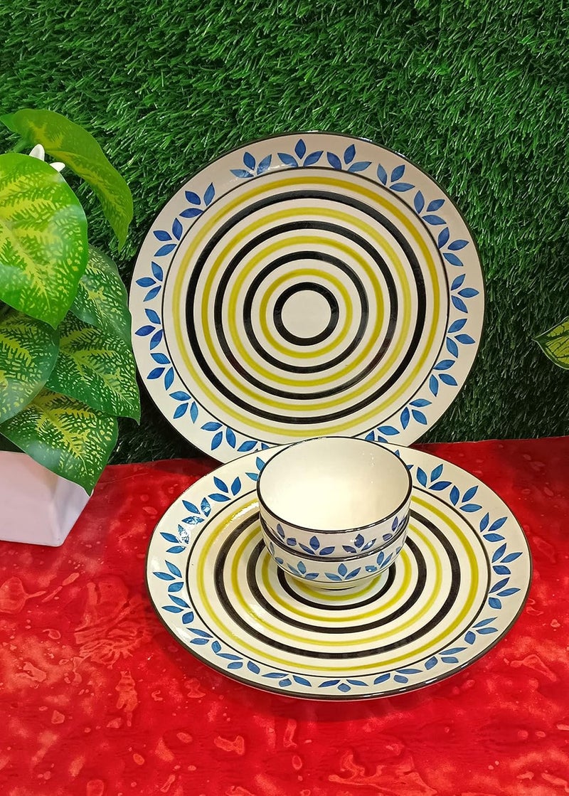caffeine Ceramic Handmade Blue asmiya Combo Dinner Set (Set of 4)