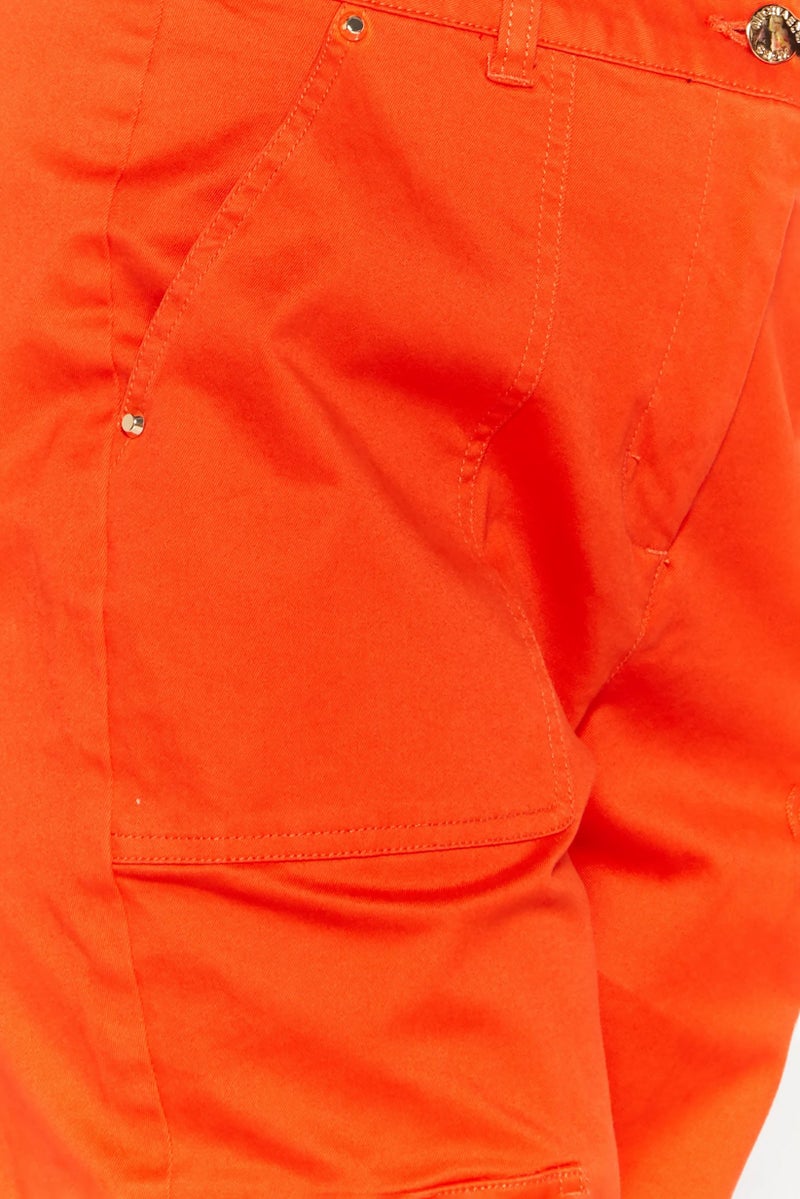Michael Kors Women Regular Fit Solid Cargo Pants, Orange - Image 5