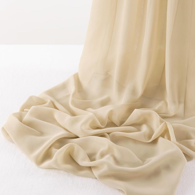 MLMW Chiffon Fabric by The Yard 10 Yards 60 Wide Champagne Wedding Arch Draping Fabric Sheer Material for Party Backdrop Arch Ceiling Decor