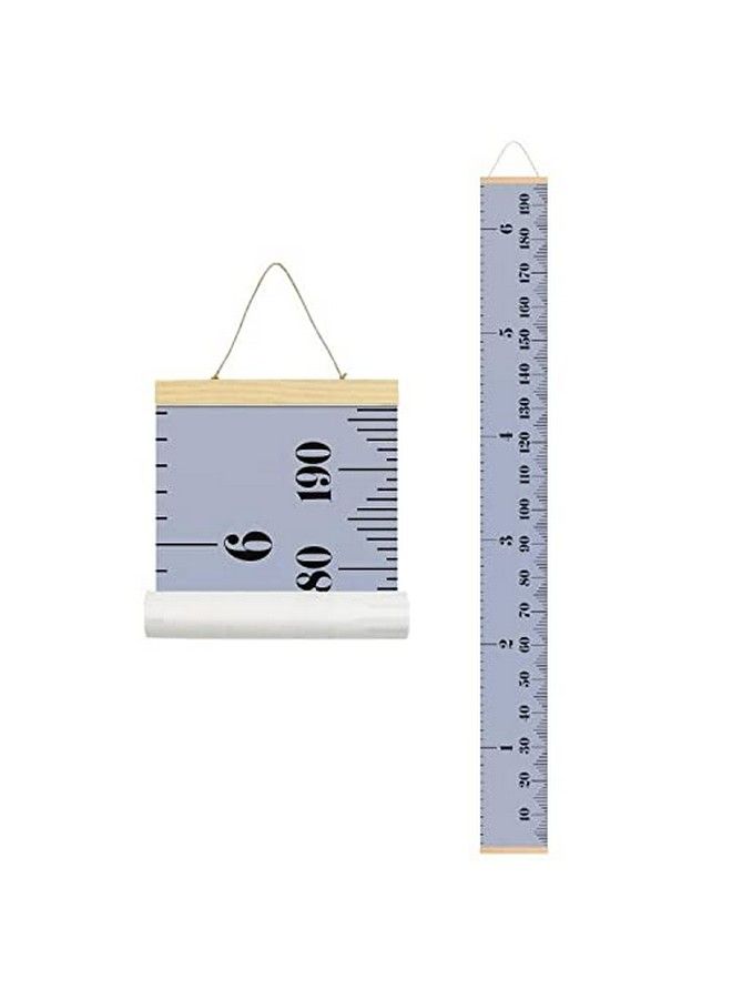 Miaro Kids Growth Chart Wood Frame Fabric Canvas Height Measurement Ruler From Baby To Adult For Child Room Decoration 7.9 X 79In (Gray) - Image 1