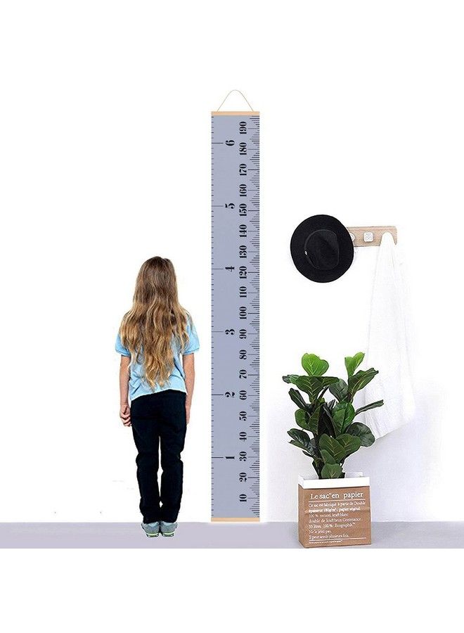 Miaro Kids Growth Chart Wood Frame Fabric Canvas Height Measurement Ruler From Baby To Adult For Child Room Decoration 7.9 X 79In (Gray) - Image 3