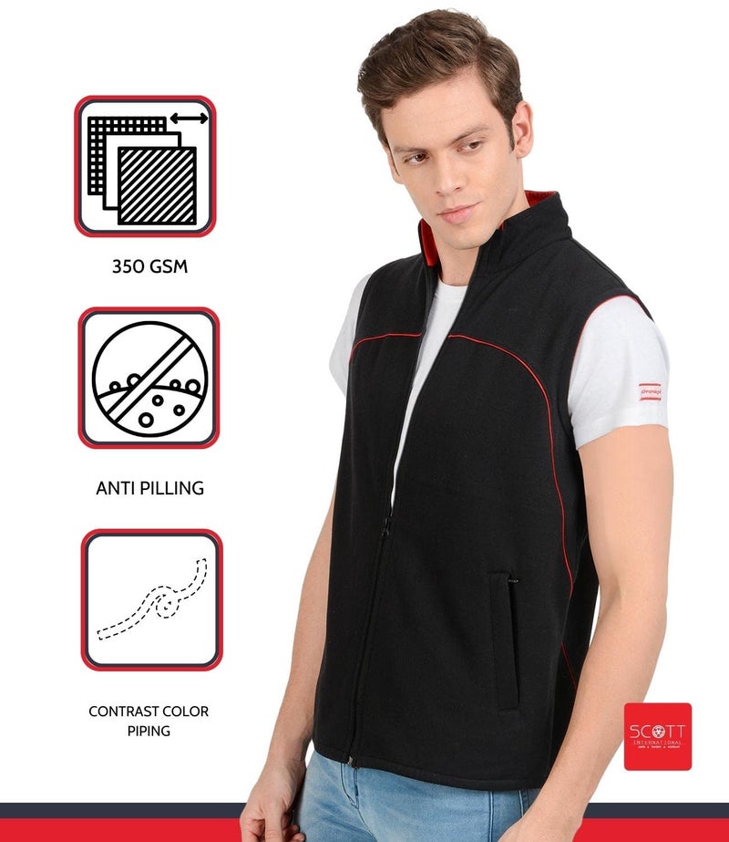 Scott International Men's Rich Cotton Regular Fit Stylish Sleeveless Casual Jacket (jslv2m,Black,Medium) - Image 3