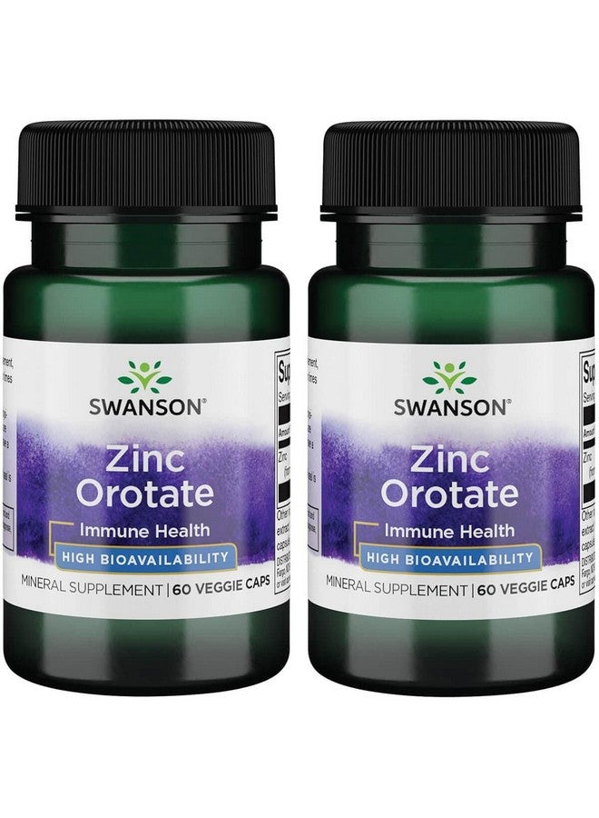 Swanson Zinc Orotate 10 Milligrams Elemental Zinc 60 Veg Capsules 2 Pack - Image 1