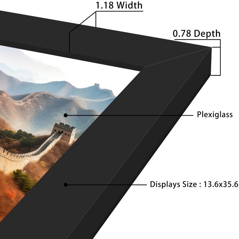 Picrit 14x36 Poster Frame, Photo Frame for Wall Mounting Display, Black - Image 3