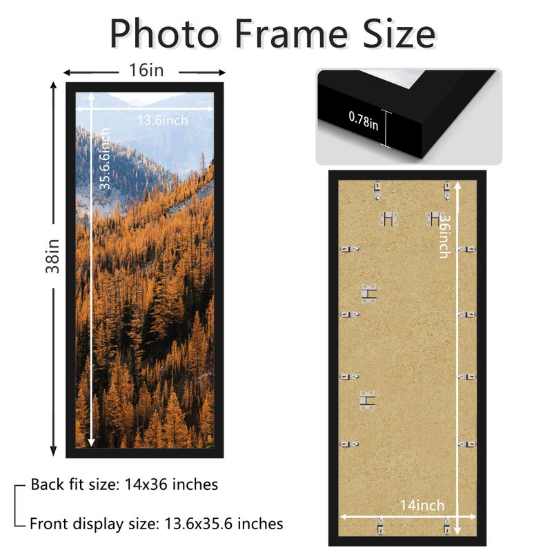 Picrit 14x36 Poster Frame, Photo Frame for Wall Mounting Display, Black - Image 2