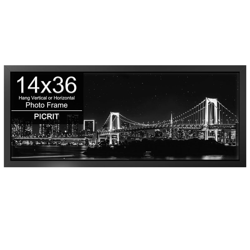 Picrit 14x36 Poster Frame, Photo Frame for Wall Mounting Display, Black - Image 1