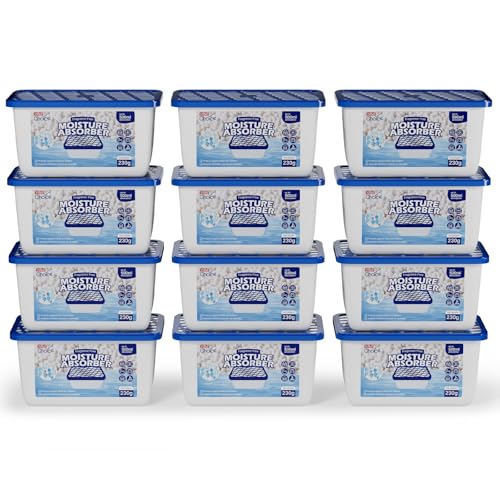 W&E Choice Moisture Absorbers, Portable Humidity Absorber Boxes for Your Bathroom, Closet & Car, Dehumidifier with Fragrance Free, 12 Pack - Image 1