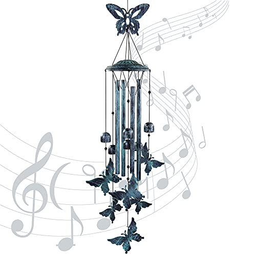 Yiiwinwy Butterfly Wind Chimes for Outside Large Aluminum Tubes Outdoor Decorations for Patio, Garden, Porch, Memorial Bells Gift - Image 1