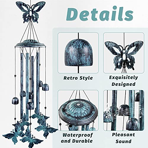 Yiiwinwy Butterfly Wind Chimes for Outside Large Aluminum Tubes Outdoor Decorations for Patio, Garden, Porch, Memorial Bells Gift - Image 2