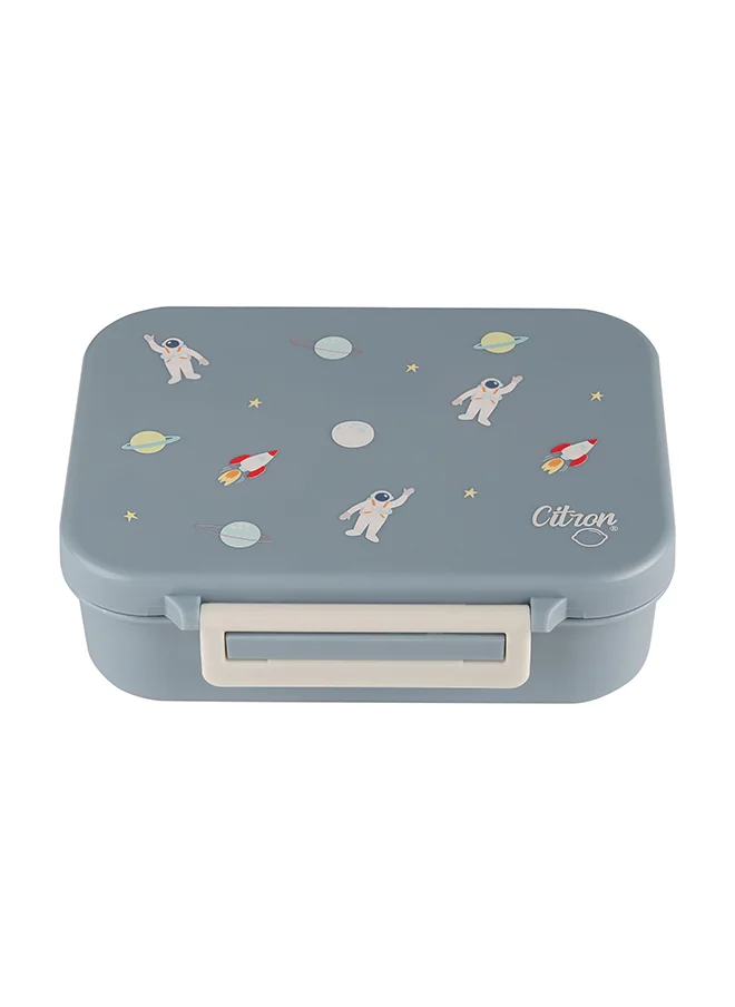سترون Tritan Snackbox With 3 Compartments For Kids, Leak Proof And Bpa Free - Spaceship Dusty Blue