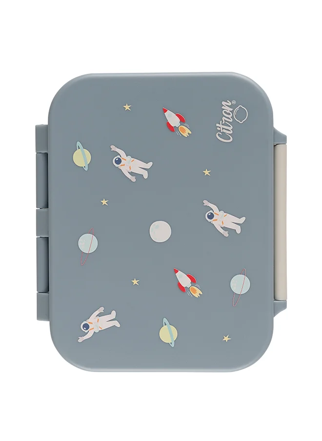 سترون Tritan Snackbox With 3 Compartments For Kids, Leak Proof And Bpa Free - Spaceship Dusty Blue