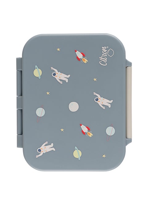Tritan Snackbox With 3 Compartments For Kids, Leak Proof And Bpa Free - Spaceship Dusty Blue