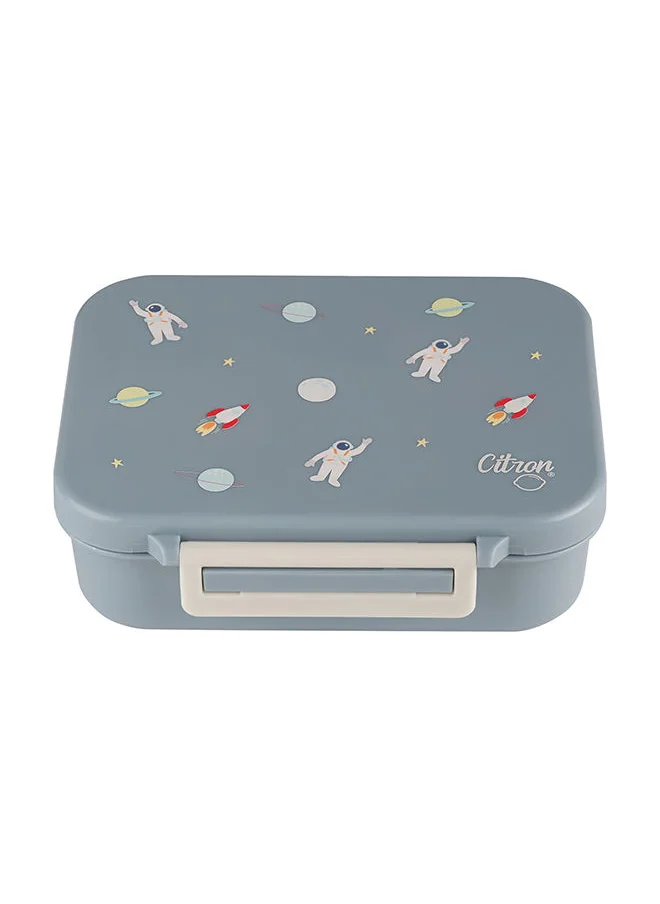 Citron Tritan Snackbox With 3 Compartments For Kids, Leak Proof And Bpa Free - Spaceship Dusty Blue