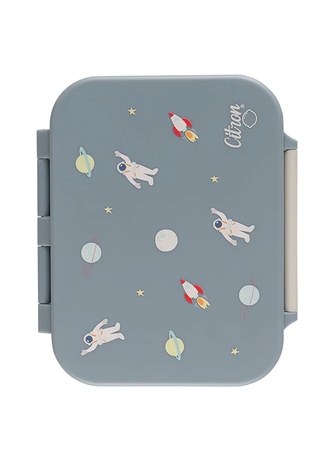 Citron Tritan Snackbox With 3 Compartments For Kids, Leak Proof And Bpa Free - Spaceship Dusty Blue