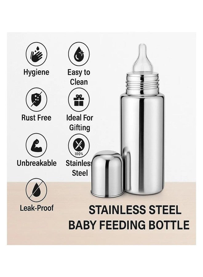 Cuteably Stainless Steel Bottle for Babies - BPA Free, Leak-Proof, Easy to Clean - Available in 300ml - Newborn to 1+ Year Kids - Image 5