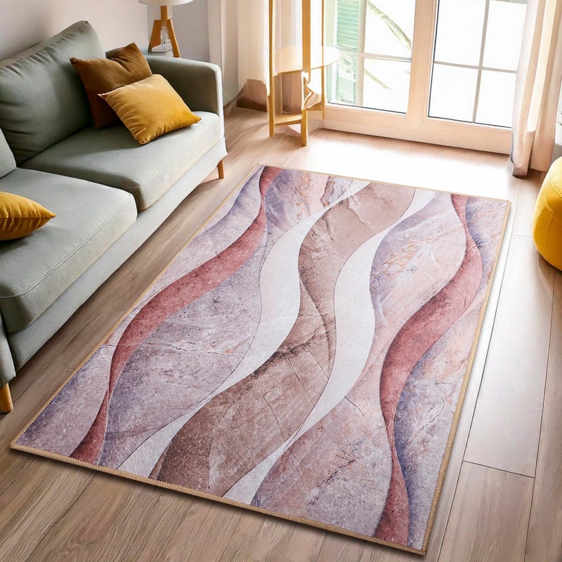 Status Contract Ice Velvet Rugs for Living Room | (Print) Carpet for Living Room Decor | Anti Skid Backing Aesthetic Vintage Decor Carpet for Bedroom | (3 x 5, D21), Multicolor, Rectangular - Image 1
