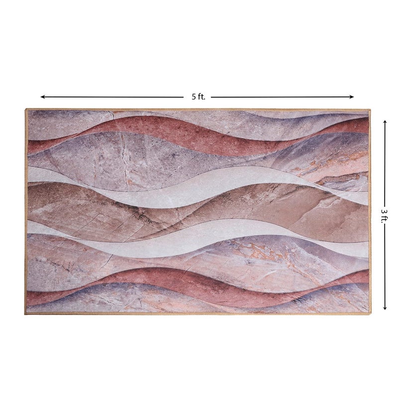 Status Contract Ice Velvet Rugs for Living Room | (Print) Carpet for Living Room Decor | Anti Skid Backing Aesthetic Vintage Decor Carpet for Bedroom | (3 x 5, D21), Multicolor, Rectangular - Image 2