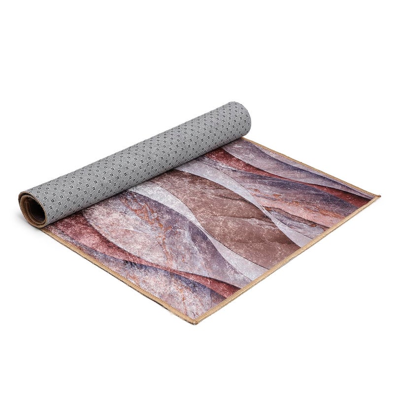Status Contract Ice Velvet Rugs for Living Room | (Print) Carpet for Living Room Decor | Anti Skid Backing Aesthetic Vintage Decor Carpet for Bedroom | (3 x 5, D21), Multicolor, Rectangular - Image 4