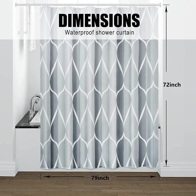 SAGREENY Shower Curtain,200x180cm(W*H),Fabric Shower Curtains Set for Bathroom Decor, Machine Washable,Durable, Waterproof Polyester,Quick-Drying, Weighted Hem,Hooks Included - Image 2