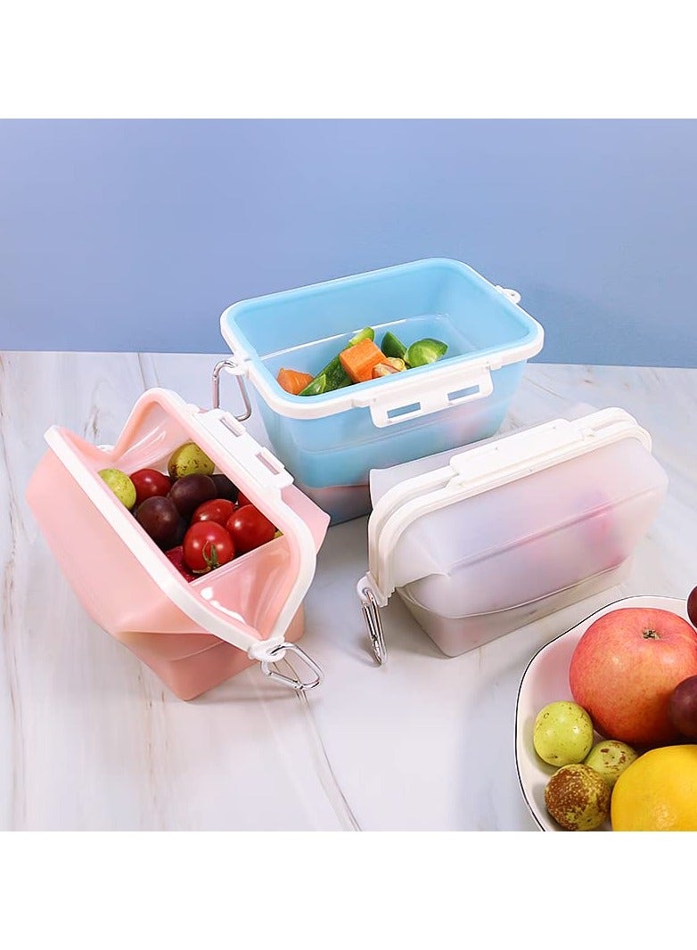 KASTWAVE أكياس سيليكون قابلة لإعادة الاستخدام - مقاومة للتسريب ومحمية من الهواء، آمنة للاستخدام في الميكروويف وغسالة الصحون، أكياس غذائية سيليكون قابلة لإعادة الاستخدام، أكياس تخزين سيليكون، آمنة للاستخدام في الفريزر والفرن والميكروويف وغسالة الصحون (1.5 لتر) (أزرق) - Image 1