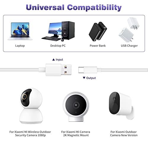 iMangoo USB A to USB C Power Cable for CCTV Camera 16FT Type C Long Power Extension Cord for TapoTPLink for XiaomiMi for eufy Security Camera Outdoor Indoor Cord with 10 Wire Clips Nails White - Image 3
