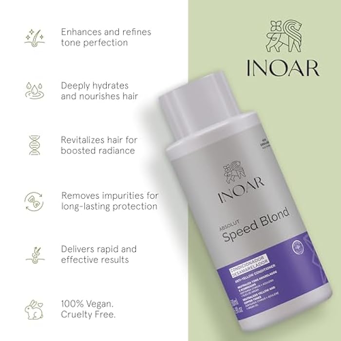INOAR Absolut Speed Blond Conditioner with Argan Oil for Blonde & Gray Hair, with Tone Neutralization & Hydration, 16.9 fl.oz - Image 3