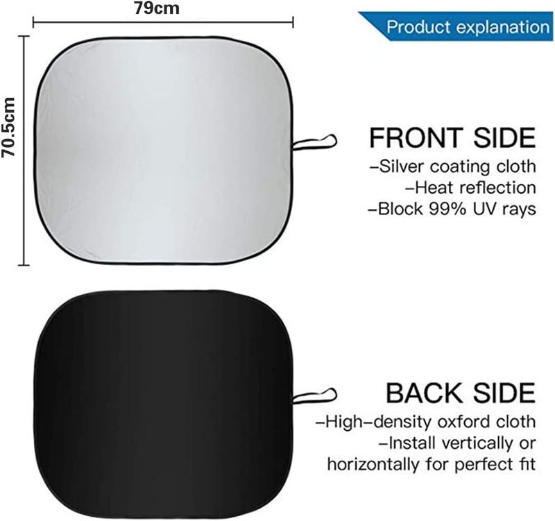 ECVV 2PCS Car Windshield Sun Shade with Storage Pouch Foldable Car Front Window Sunshade Auto Sun Visor Blocks Max UV Rays and Cool Car Interiors (Large(70.5x79cm)) - Image 5