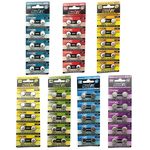 HyperPS (Total 70 pcs AG0 AG1 AG3 AG4 AG7 AG10 AG13 Alkaline Assorted AG 1.5V Button Cell Battery Single Use Watch Toys Remotes Cameras - Image 1