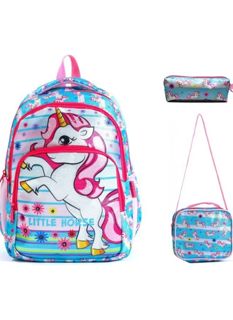 Esbuik New Season Lunchbox and Pen Holder Gift Orthopedic - Unicorn Patterned 3-Piece School Bag Set