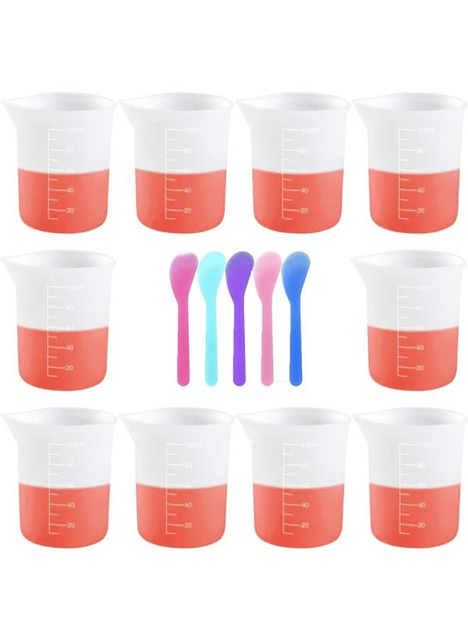 Phinicco 10 Pcs Silicone Measuring Cups100ml Reusable Epoxy Resin Mixing Cups Nonstick Silicone Mixing Cups for Resin Molds Resin Casting Molds Resin Crafts DIY - Image 1