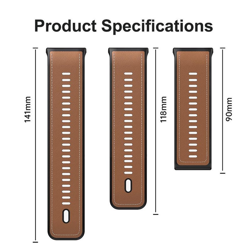 erorex For Huawei Watch D2 Hybrid Silicone Leather Watch Band(Brown) - Image 5