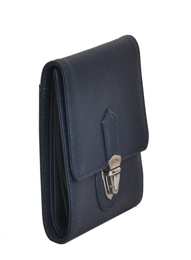 MANDAVA Genuine Safiano Leather Dark Blue Ladies Wallet - Image 2