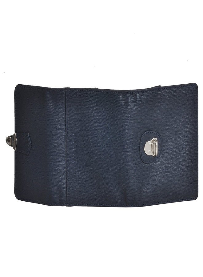 MANDAVA Genuine Safiano Leather Dark Blue Ladies Wallet - Image 4