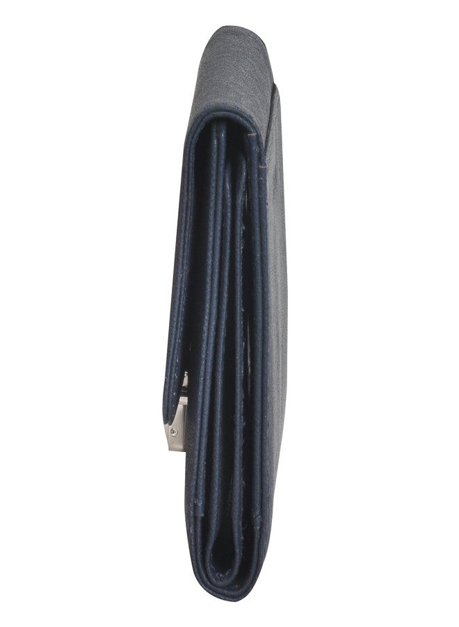 MANDAVA Genuine Safiano Leather Dark Blue Ladies Wallet - Image 5