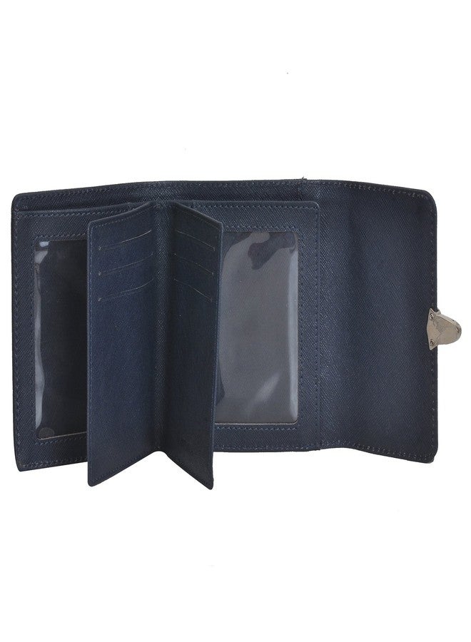 MANDAVA Genuine Safiano Leather Dark Blue Ladies Wallet - Image 3