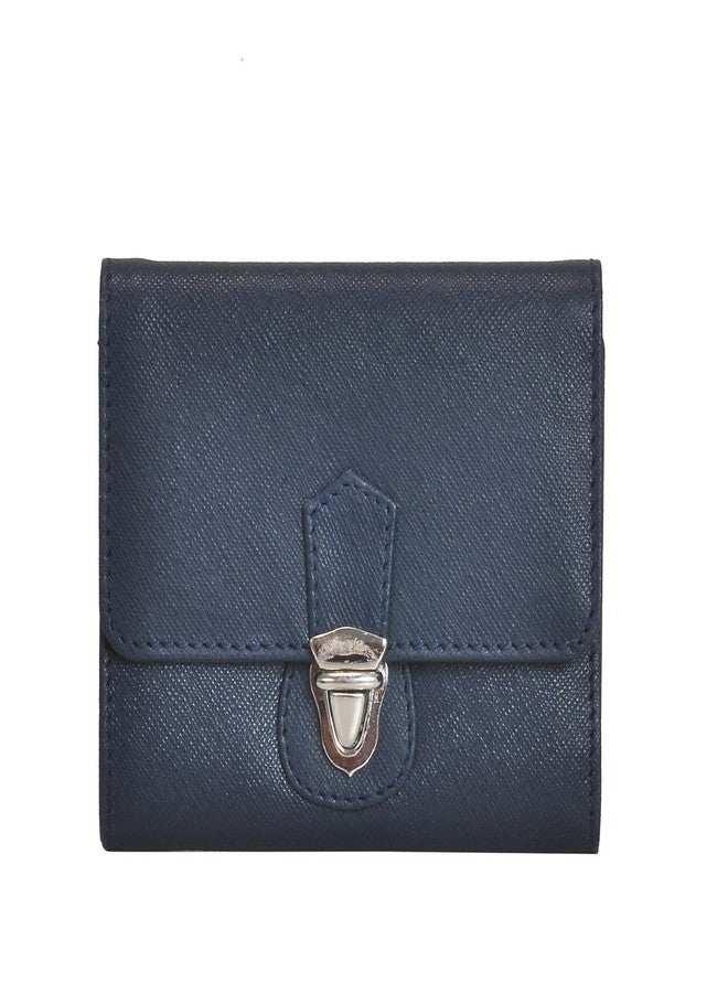 MANDAVA Genuine Safiano Leather Dark Blue Ladies Wallet - Image 1