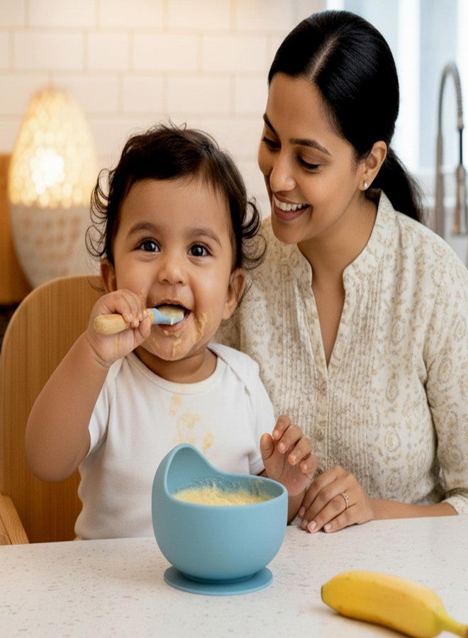 BE'BE' BURP Bebe Burp 2 Piece Microwave Friendly Silicone Baby Feeding Set - Bowl - Spoon - Make Mealtime Fun and Easy for Your Little One - Portable and Diaper Bag Friendly - Baby Feeding Product - Image 5