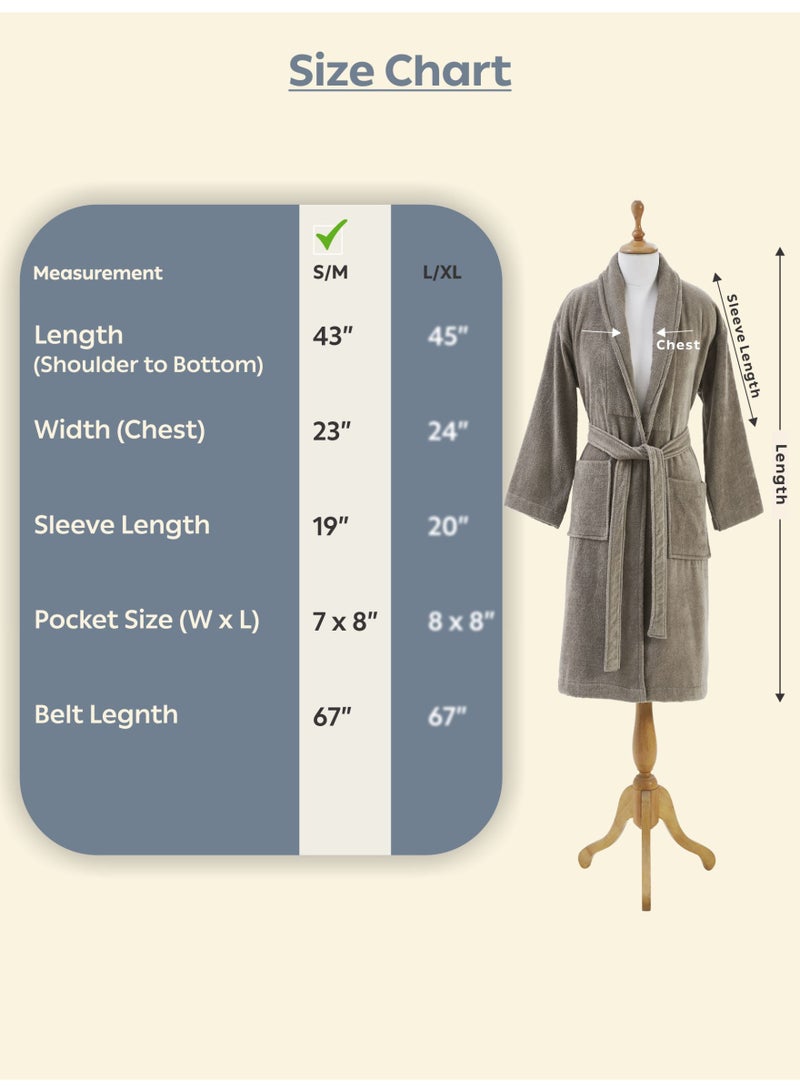 Donetella Unisex 100% Cotton Velour Bathrobe Small & Medium Size, 400 GSM, Luxurious & Absorbent, Soft Velvet Feel, Ankle-Length with Shawl Collar & Pockets - Image 3