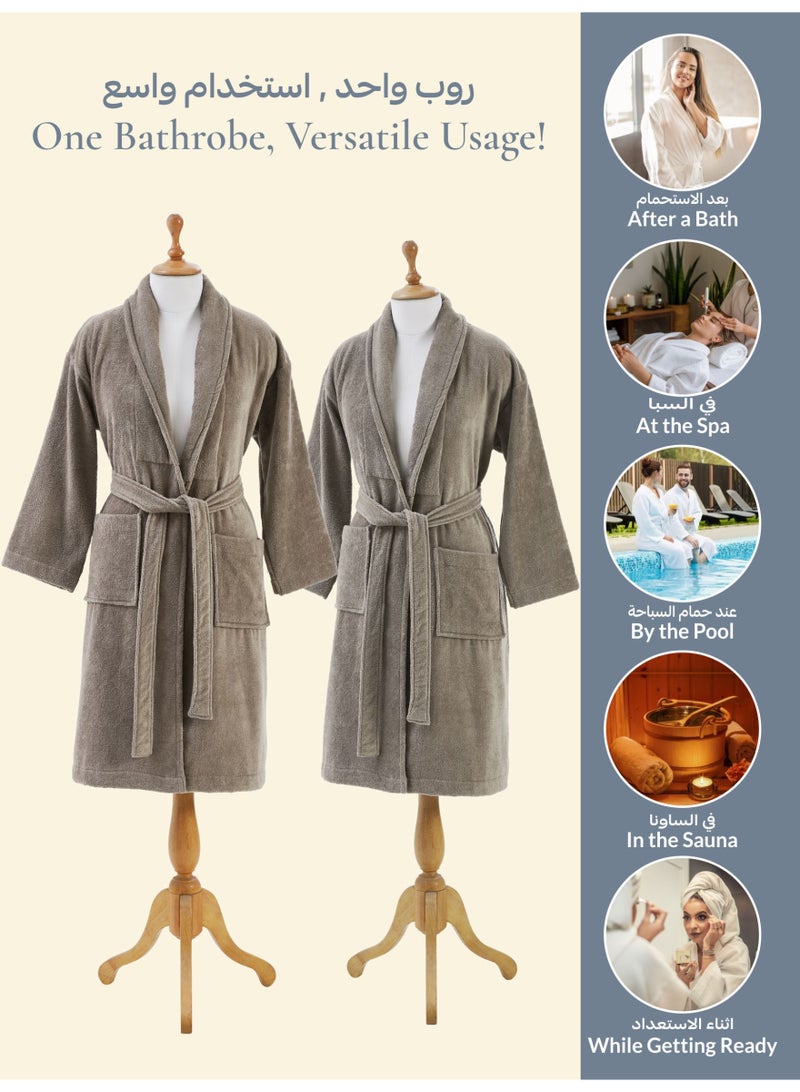 Donetella Unisex 100% Cotton Velour Bathrobe Small & Medium Size, 400 GSM, Luxurious & Absorbent, Soft Velvet Feel, Ankle-Length with Shawl Collar & Pockets - Image 5