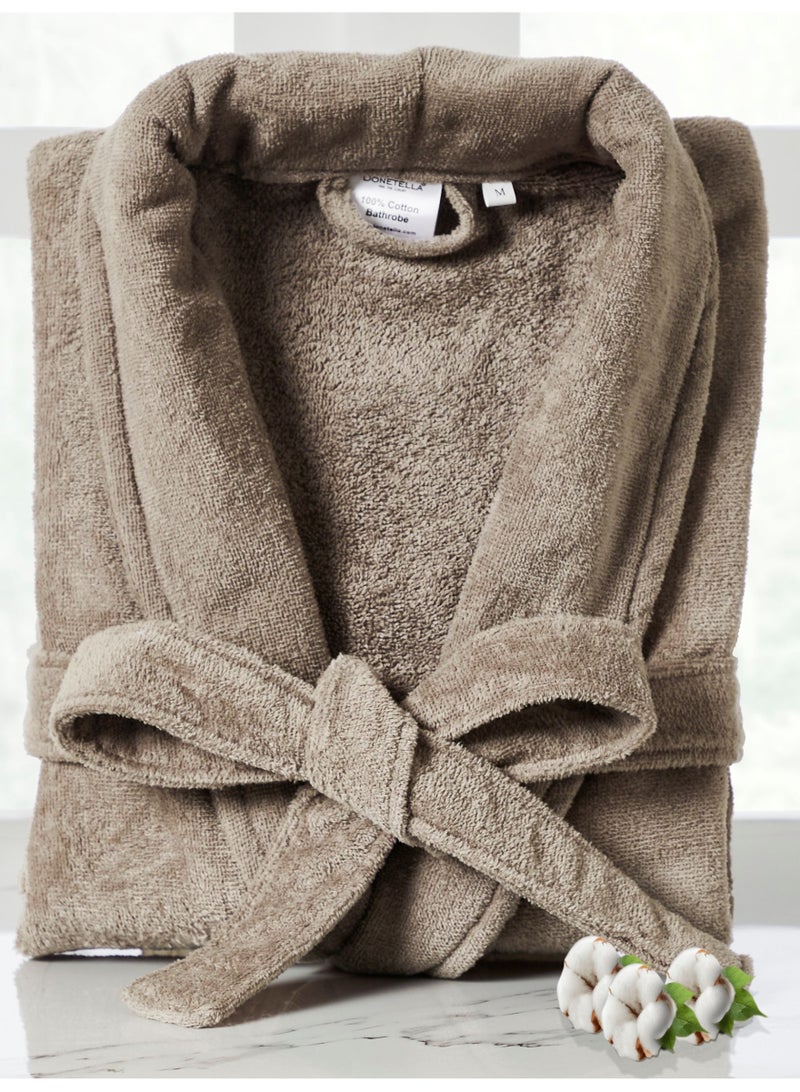 Donetella Unisex 100% Cotton Velour Bathrobe Small & Medium Size, 400 GSM, Luxurious & Absorbent, Soft Velvet Feel, Ankle-Length with Shawl Collar & Pockets - Image 1