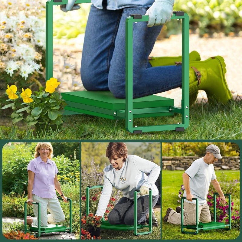 FLINTER Garden Kneeler and Seat, 10.2" Wider Heavy Duty Thick Gardening Bench for Kneeling and Seat - Multifunctional Kneeler Bench, Gardening Gifts for Women, Seniors Grandparents, Green - Image 4