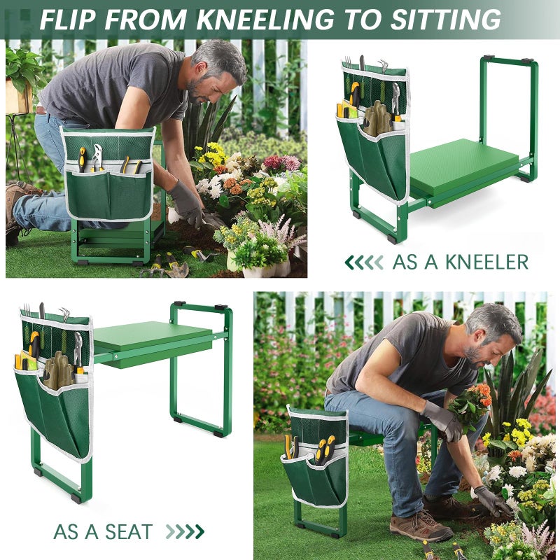 FLINTER Garden Kneeler and Seat, 10.2" Wider Heavy Duty Thick Gardening Bench for Kneeling and Seat - Multifunctional Kneeler Bench, Gardening Gifts for Women, Seniors Grandparents, Green - Image 5