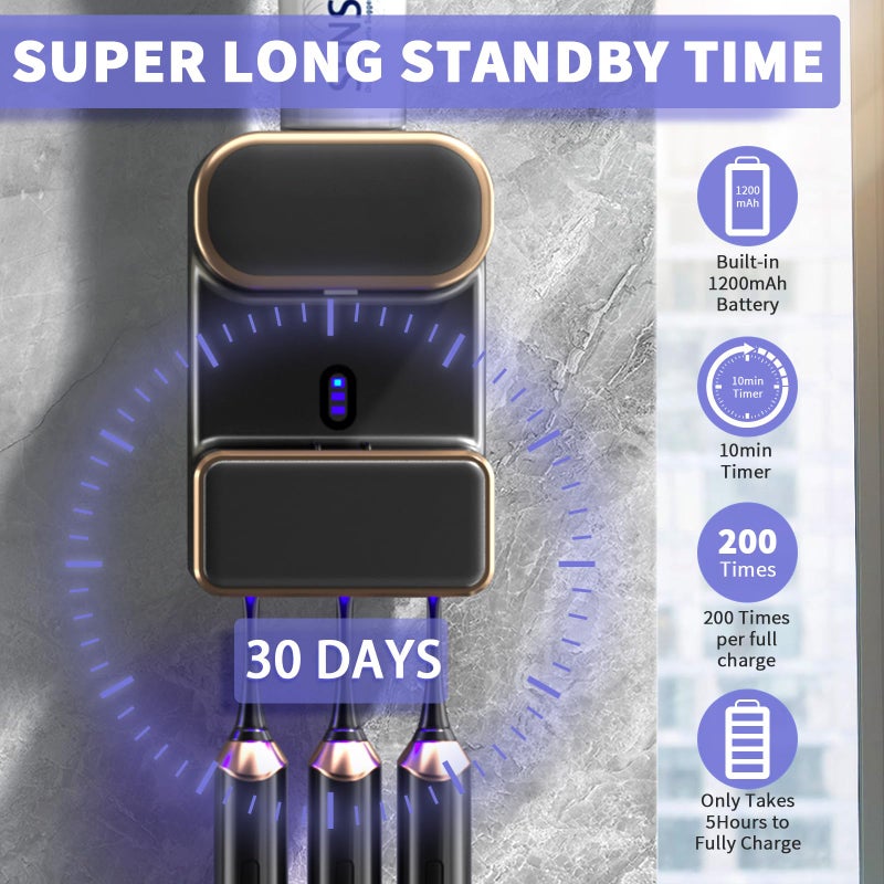Wekity Automatic Toothpaste Dispenser,Wall Mounted Electric Toothpaste Dispenser with 3 Toothpaste Slots,Toothpaste Dispenser for Kids and Adults (Black) - Image 5