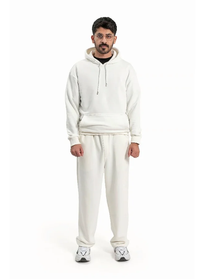 Wecre8 Men White Hoodie and Pants Set