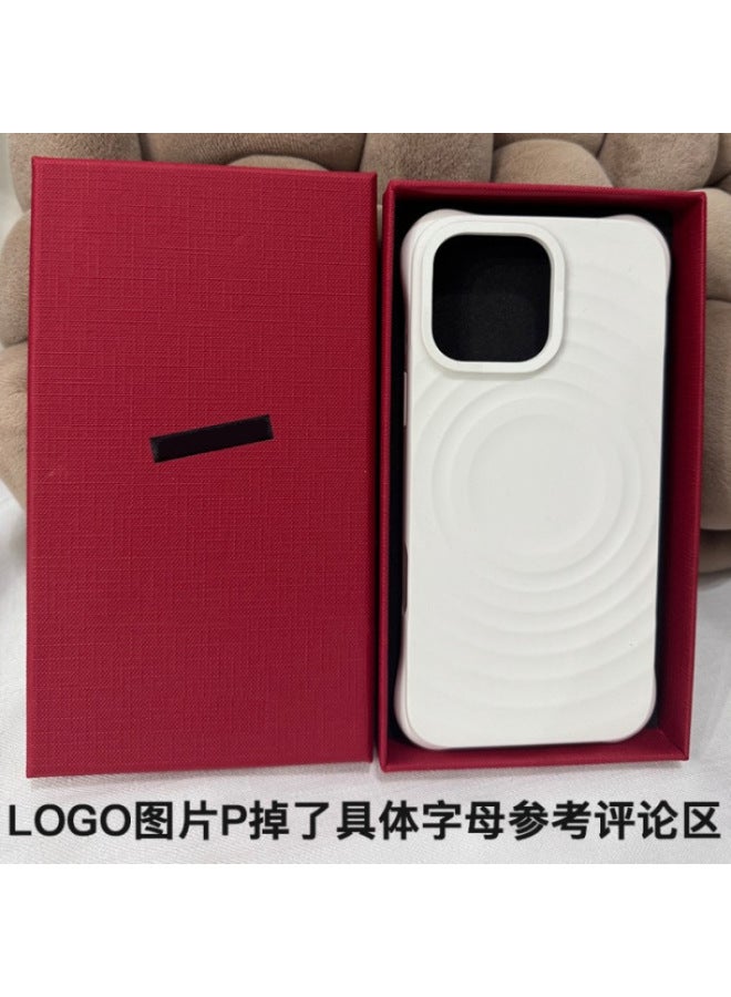 Zhao Lusi's Same Style Pure White Wave-pattern Magnetic Phone Case Liquid Silicone Suitable For Apple 17promax/iphon