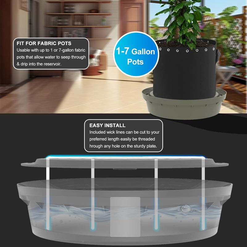 Molgoc Self-Watering Base with Visible Water Level,5-Pack,Keeps Leaves and Flying Insects Out,Maintains Water Quality, Equipped with Rollers for Easy Movement and Rotation, Brown. - Image 2