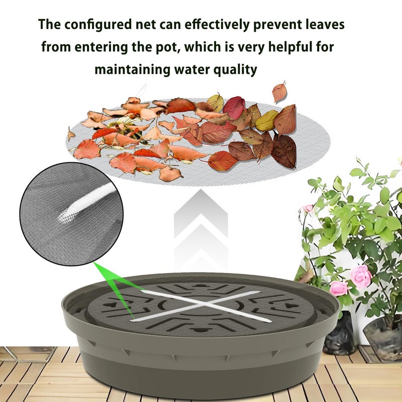 Molgoc Self-Watering Base with Visible Water Level,5-Pack,Keeps Leaves and Flying Insects Out,Maintains Water Quality, Equipped with Rollers for Easy Movement and Rotation, Brown. - Image 3