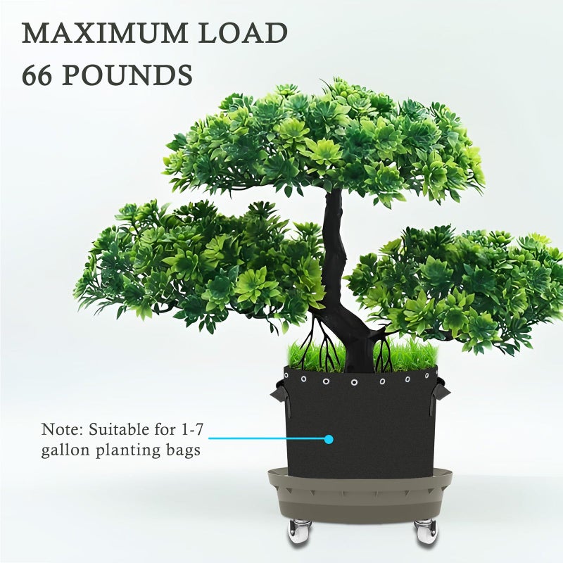 Molgoc Self-Watering Base with Visible Water Level,5-Pack,Keeps Leaves and Flying Insects Out,Maintains Water Quality, Equipped with Rollers for Easy Movement and Rotation, Brown. - Image 5
