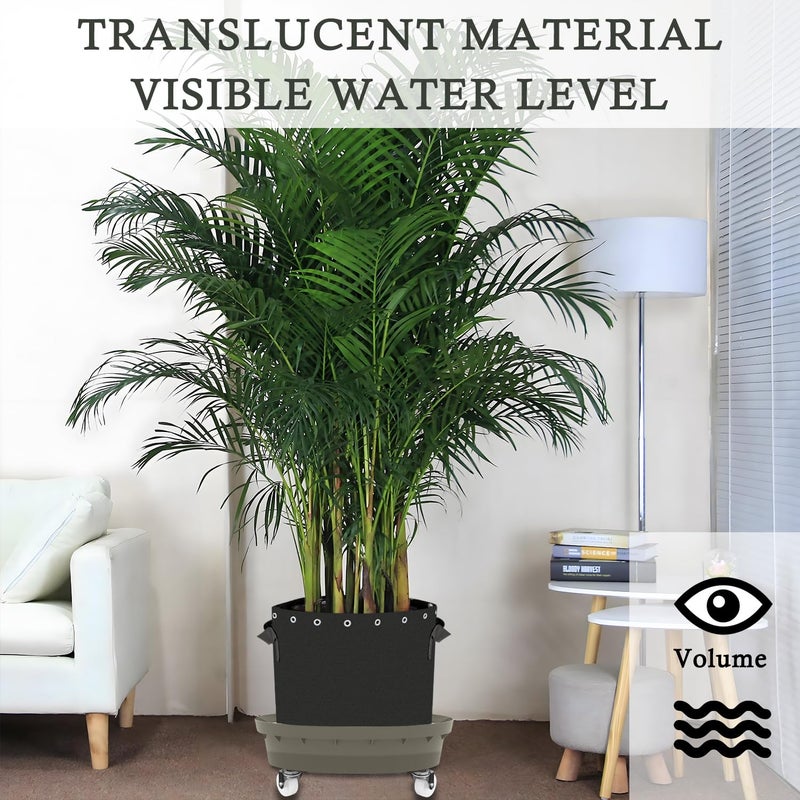 Molgoc Self-Watering Base with Visible Water Level,5-Pack,Keeps Leaves and Flying Insects Out,Maintains Water Quality, Equipped with Rollers for Easy Movement and Rotation, Brown. - Image 4